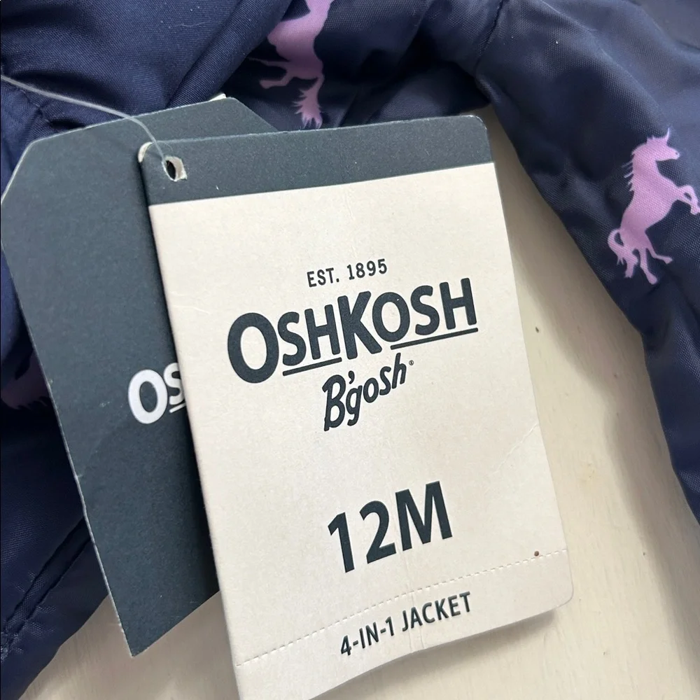 Oshkosh four in one baby girl, hooded coat size 12 months
